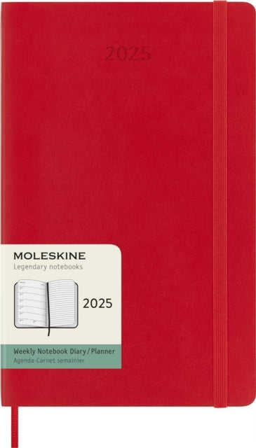 Moleskine 2025 12-Month Weekly Large Softcover Notebook : Scarlet Red-8056999270322