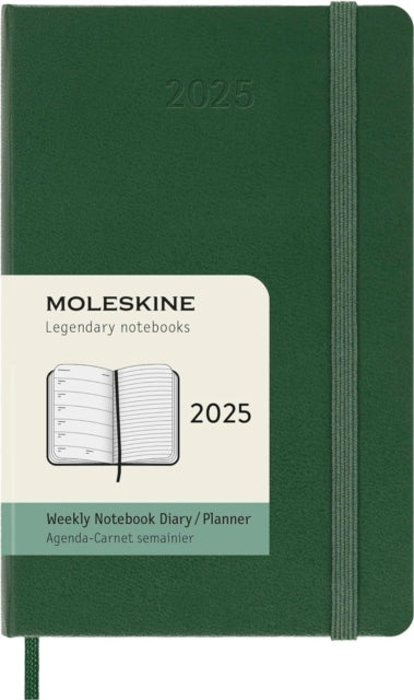 Moleskine 2025 12-Month Weekly Pocket Hardcover Notebook : Myrtle Green-8056999270735